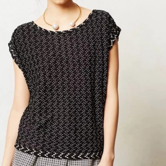 Anthropologie |  Postmark, Zigzag Textured Black & White Top, Size Small - Picture 1 of 8